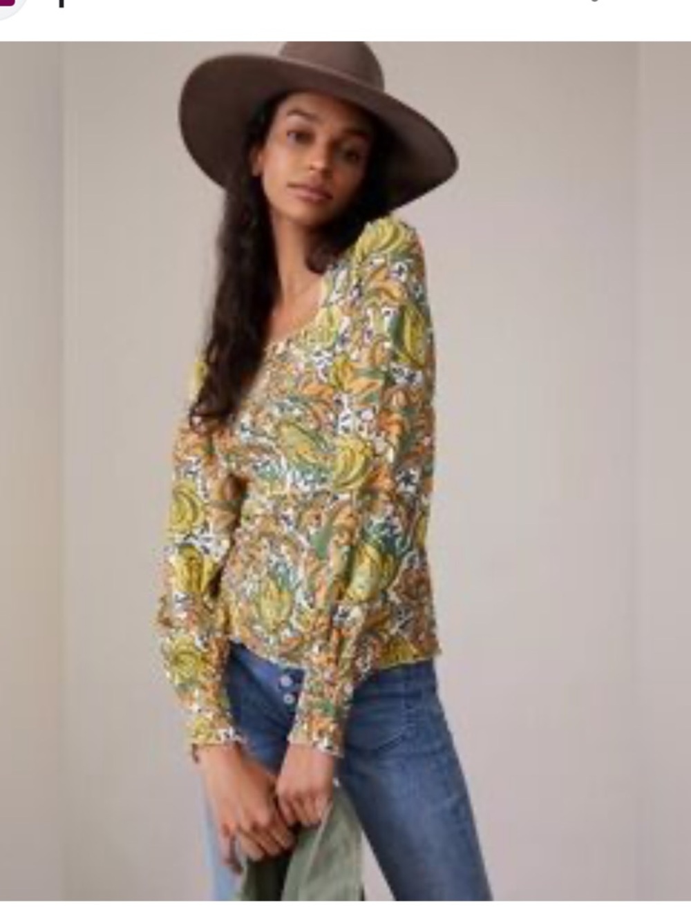 Anthropologie “the Rayna” smocked blouse Size M